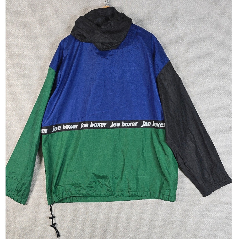 Vintage Joe Boxer Anorak Windbreaker Jacket Mens XL Colorblock Blue Green Y2K - Picture 9 of 10